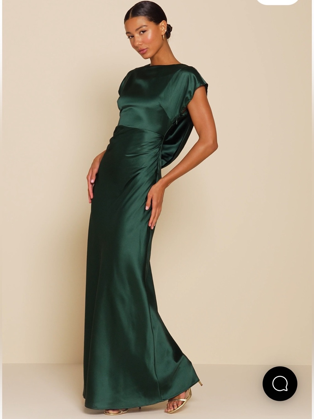 Lulu's Emerald Green Satin Maxi Dress